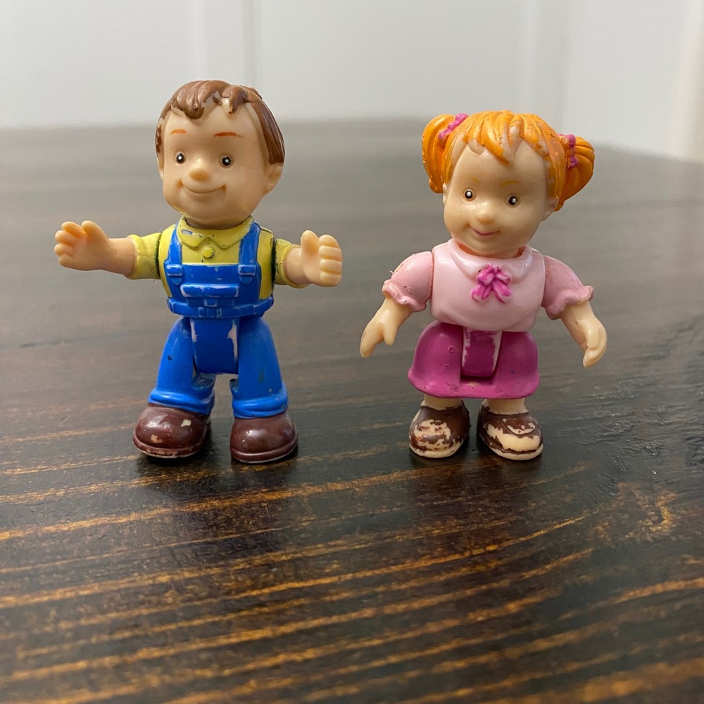 Keenway My Happy Home Family Figures Boy Blue Overalls Girl Pink Dress Vintage